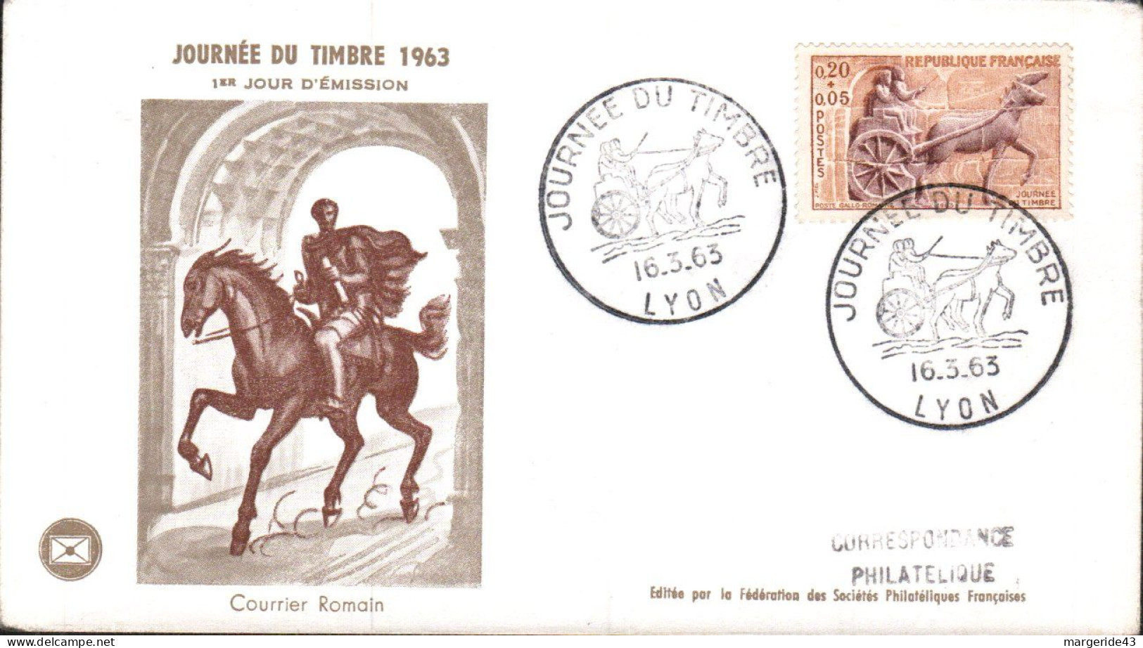 FDC 1963 JOURNEE DU TIMBRE - LYON - 1960-1969