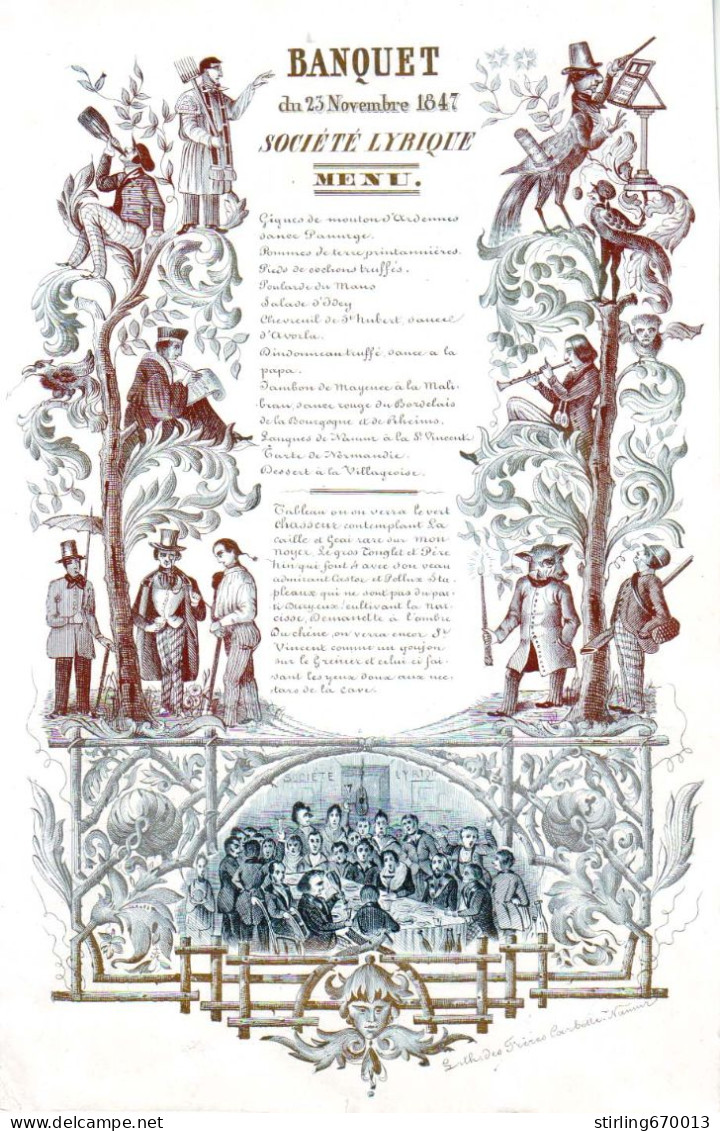 DE 1910 - Carte Porcelaine Pour Banquet De La Societe Lyrique 1847 Imp Carbotte, Namur - Other & Unclassified