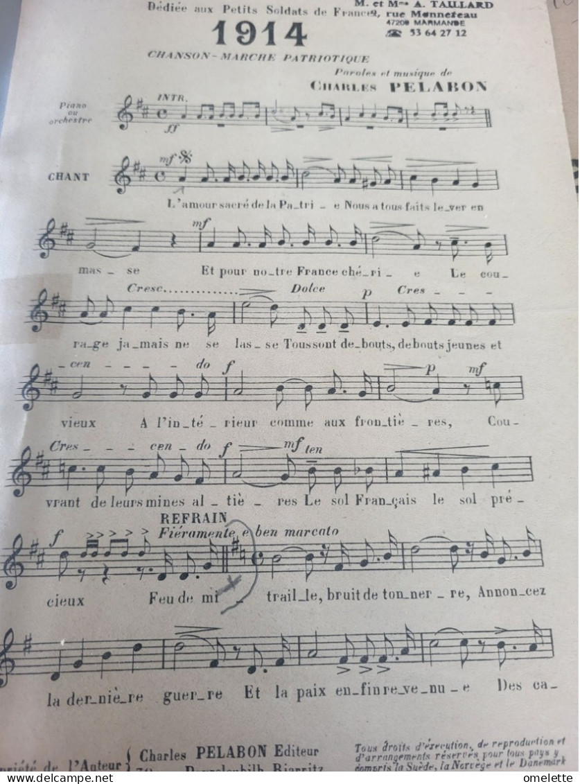 PATRIOTIQUE 14-18 /1914 CHARLES PELABON - Partitions Musicales Anciennes