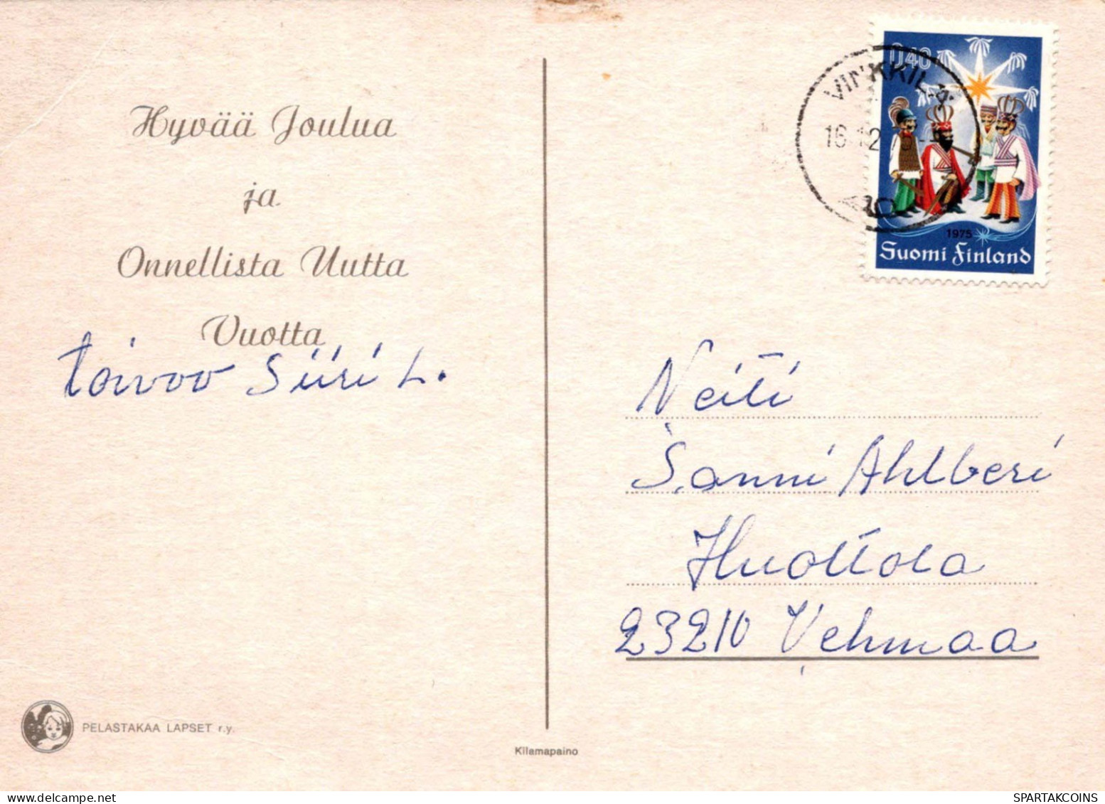 SANTA CLAUS Happy New Year Christmas DEER Vintage Postcard CPSM #PBB197.A - Santa Claus