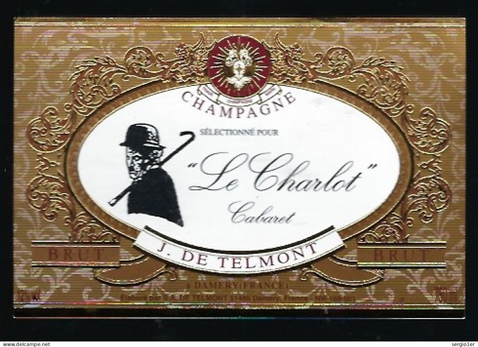 Etiquette Champagne  Brut Le Charlot  J De Telmont  Damery Marne 51 - Champagner