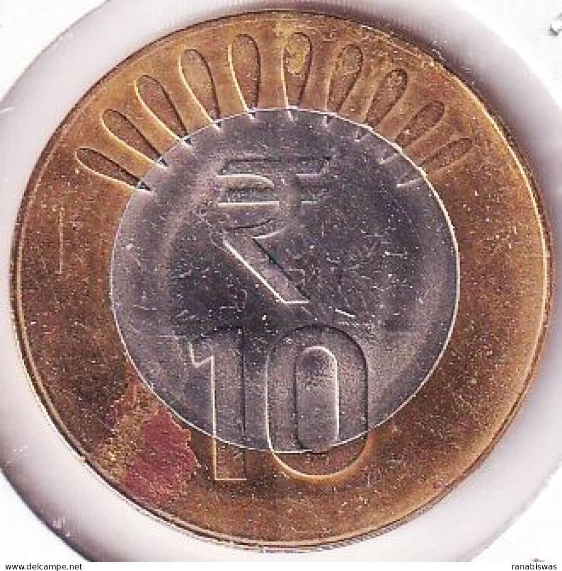 INDIA COIN LOT 449, 10 RUPEES 2017, CALCUTTA MINT, XF, IMPRESSION SHIFTED ERROR - India