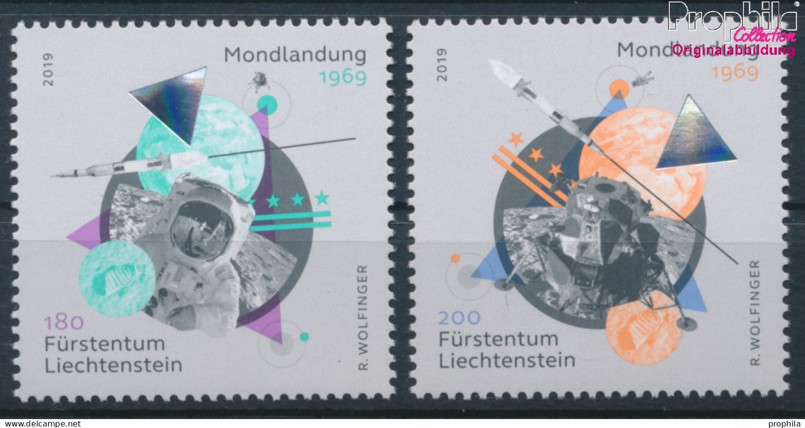 Liechtenstein 1940-1941 (kompl.Ausg.) Postfrisch 2019 Erste Bemannte Mondlandung (10391338 - Unused Stamps