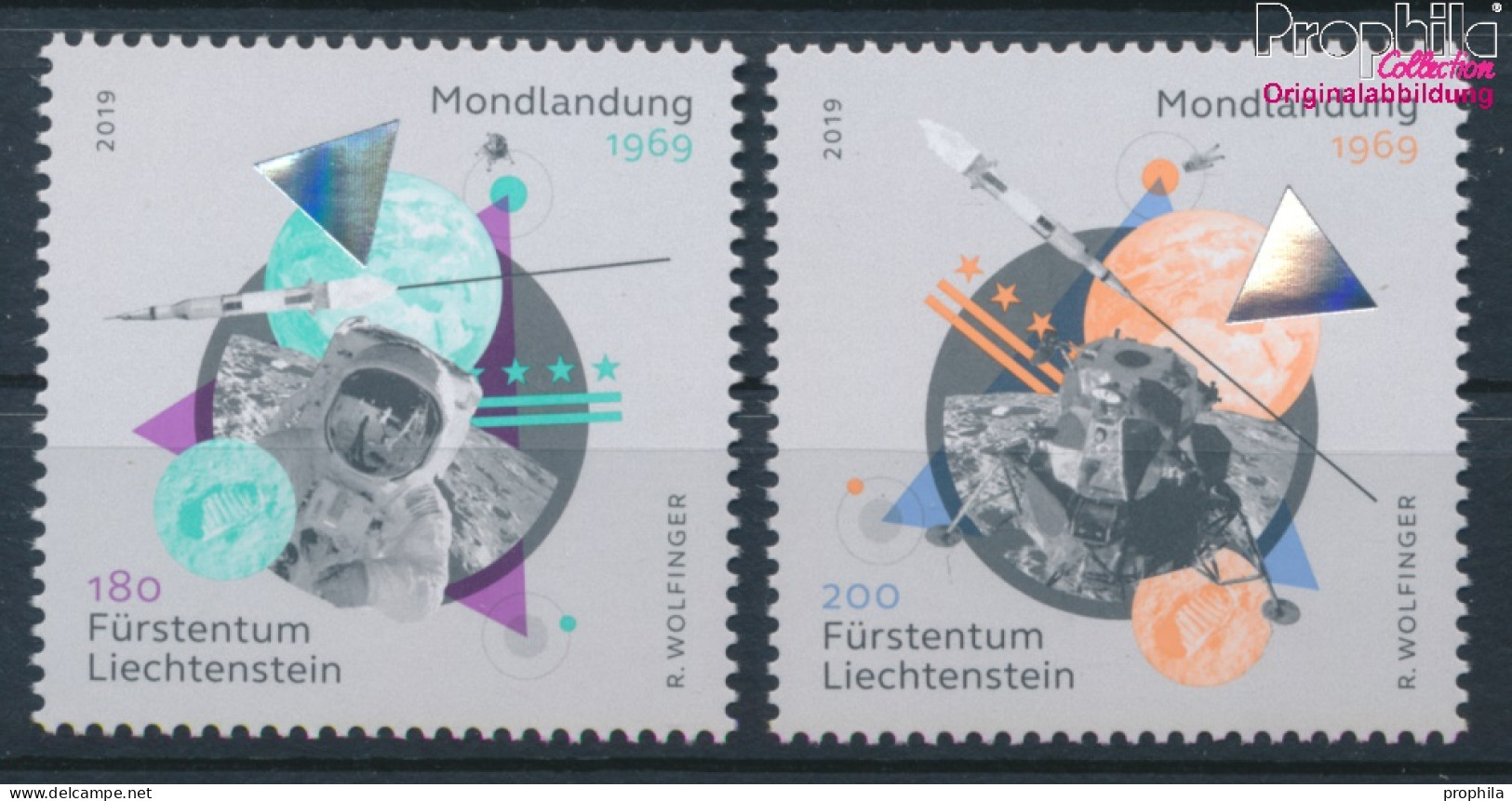Liechtenstein 1940-1941 (kompl.Ausg.) Postfrisch 2019 Erste Bemannte Mondlandung (10391340 - Unused Stamps