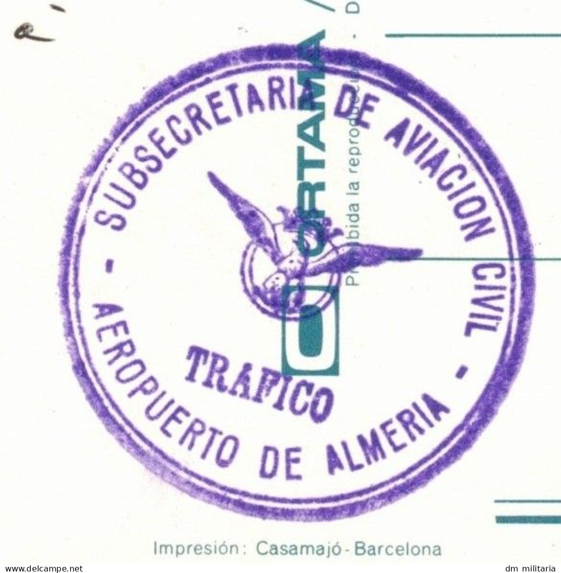 CARTE 1973 : AÉROPORT ALMERIA - COSTA DEL SOL - BEAU CACHET TRAFICO AÉROPUERTO DE ALMERIA - ESPAGNE - Aérodromes