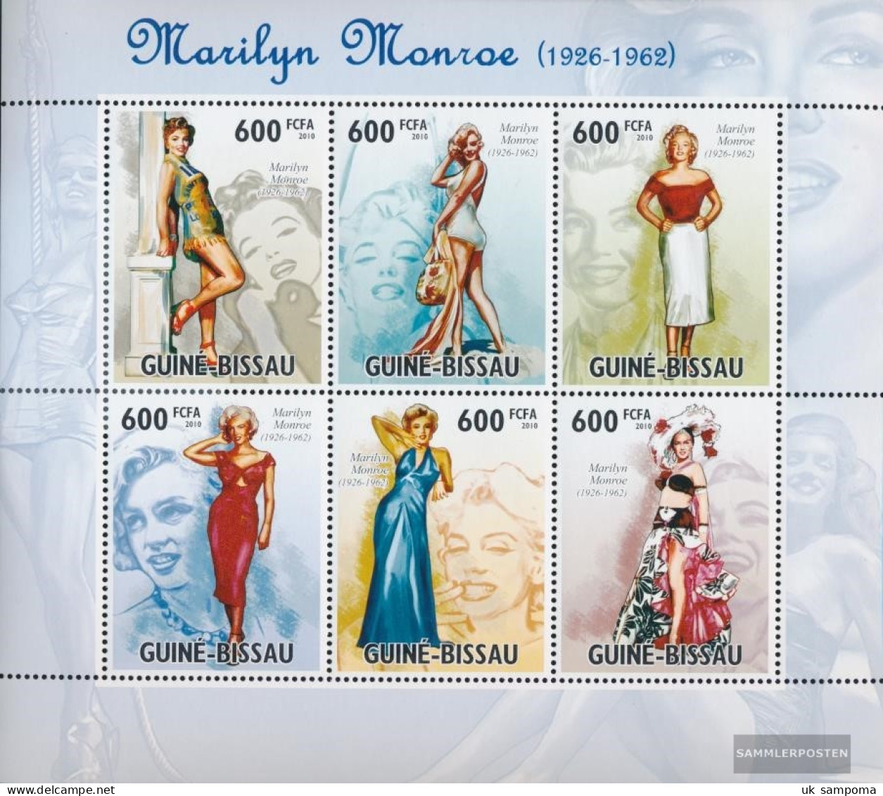 Guinea-Bissau 4849-4854 Sheetlet (complete. Issue) Unmounted Mint / Never Hinged 2010 Marilyn Monroe (1926-1962) - Guinea-Bissau