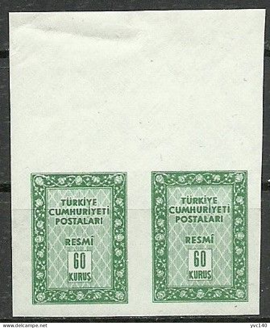 Turkey; 1960 Official Stamp 60 K. ERROR "Imperf. Pair" - Sellos De Servicio