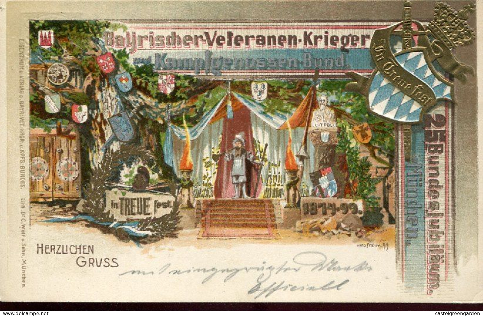 X0573  Bayern Baviere,stationery Card 1899 Bayerischer Veteraner Krieger, Bundesjubilaum Munchen - Entiers Postaux