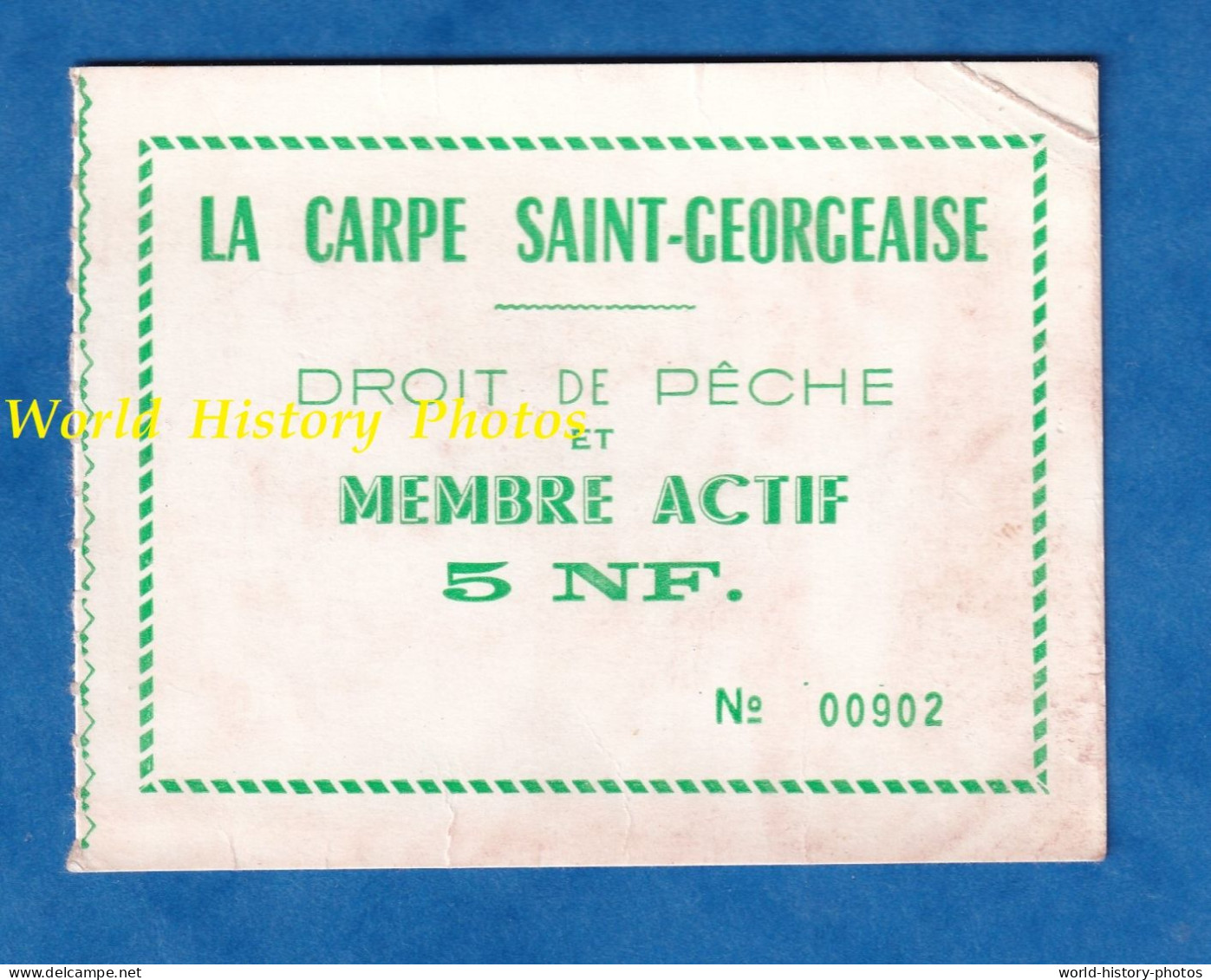 Ticket Ancien Droit De Pêche - SAINT GEORGES De DIDONNE - La Carpe Saint Georgeaise - 1965 - Cachet E. Léonard - Tickets D'entrée