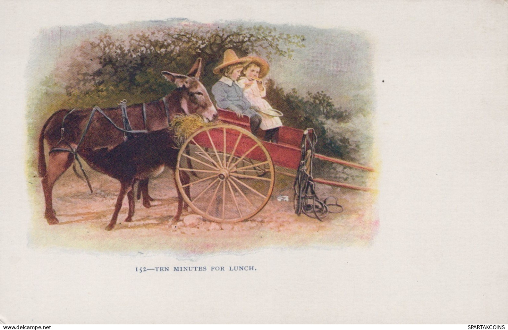 BURRO Animales Niños Vintage Antiguo CPA Tarjeta Postal #PAA222.A - Donkeys