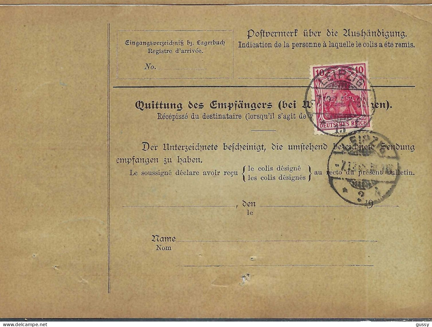 ALLEMAGNE Ca.1904: Bulletin D'Expédition CR De Leipzig Pour Genève (Suisse) - Lettres & Documents