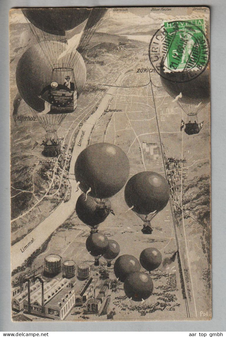 Motiv Ballone 1909-09-21 AK Gordon Bennett Wettfliegen + Vignette - Airships