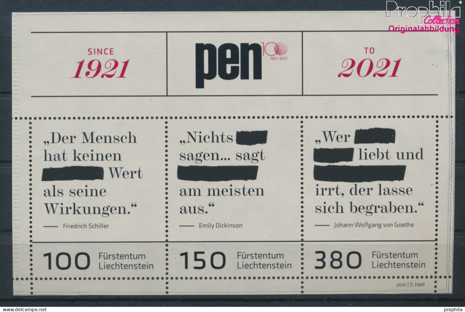 Liechtenstein Block39 (kompl.Ausg.) Postfrisch 2021 Autorenverband PEN (10391294 - Neufs