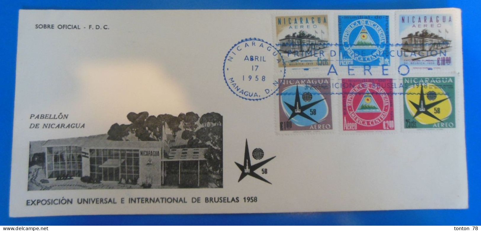 LETTRE 1er JOUR NICARAGUA 1958 - Nicaragua