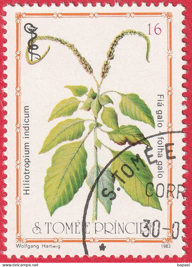 N° Yvert & Tellier 760 - Sao Tomé-et-Principe (1983) (Oblitéré) - Plantes Médicinales ''Hiliotropium Indicum'' - São Tomé Und Príncipe