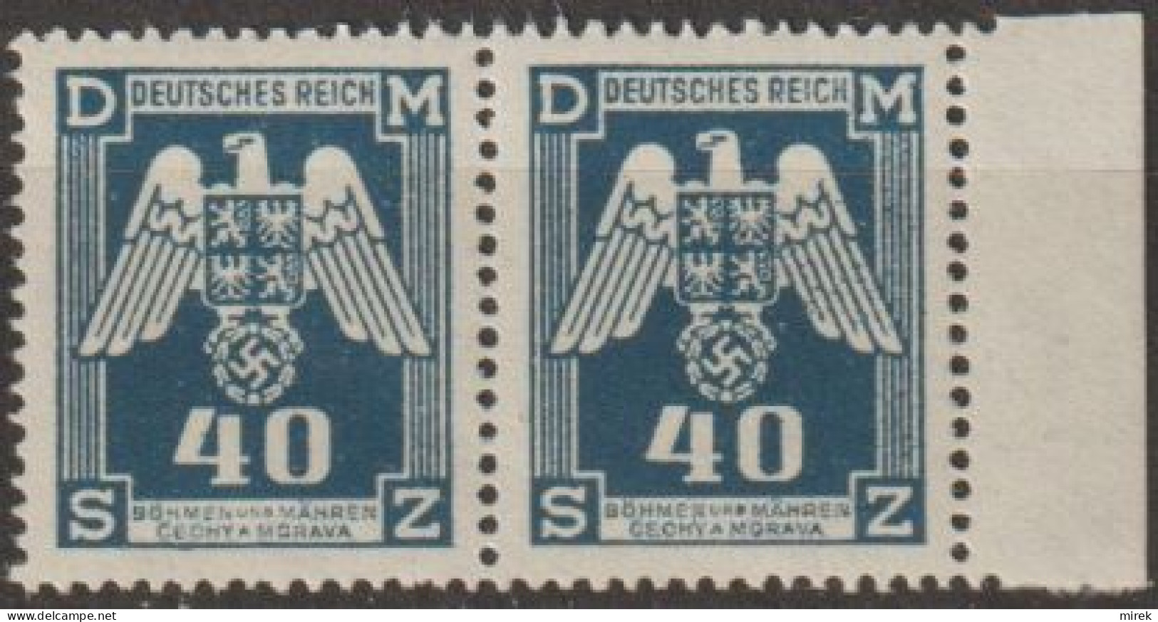 008/ Pof. SL 14, Dark Grey Blue, Border Pair - Unused Stamps