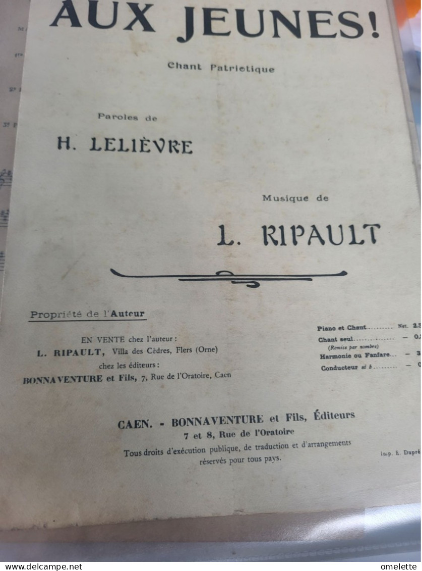 PATRIOTIQUE 14-18 / AUX JEUNES LELIEVRE  /RIPAULT /AU DOCTEUR MICHAUX PDT FEDERATION GYM DES PATRONAGES DE FRANCE - Noten & Partituren