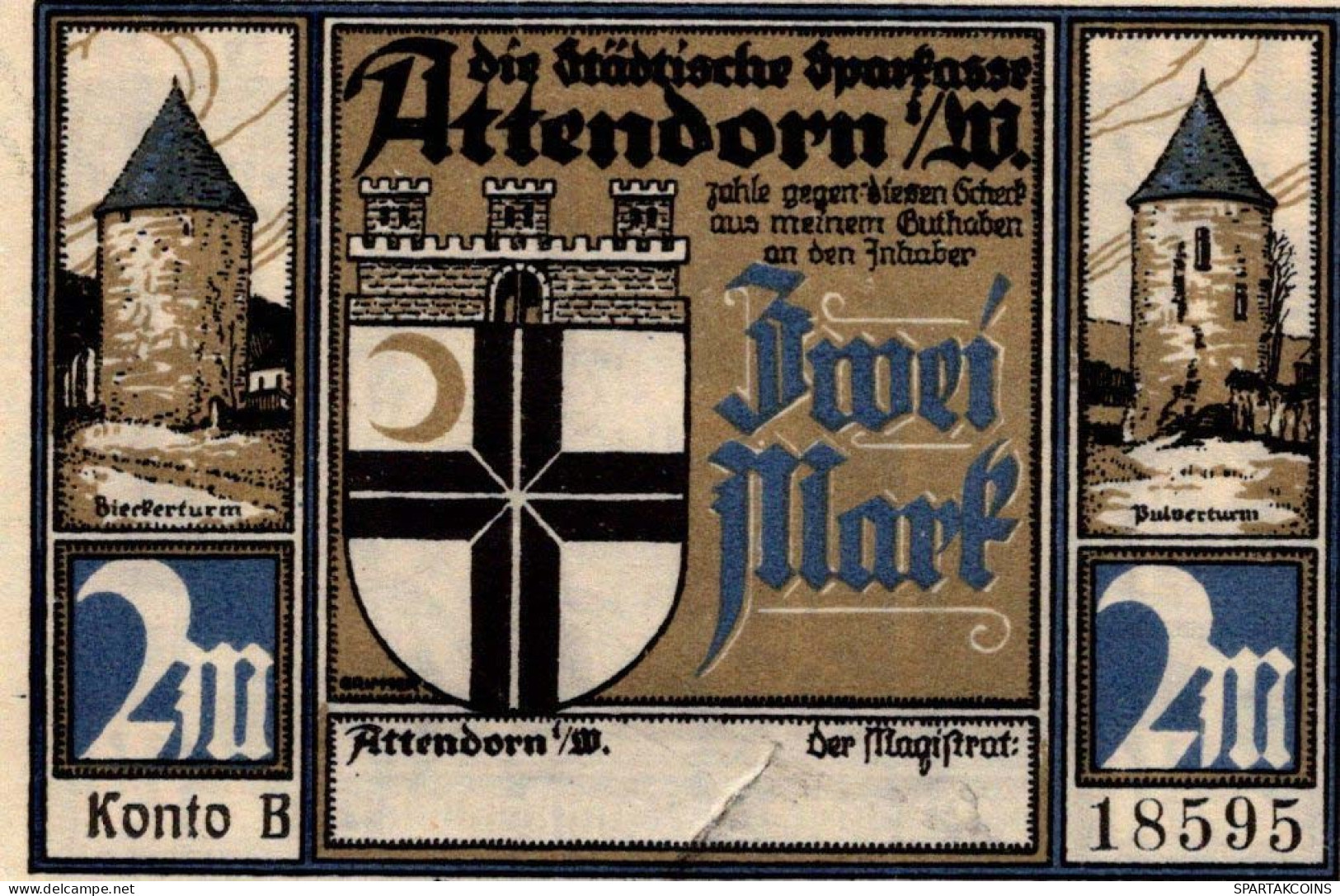 2 MARK 1922 Stadt ATTENDORN Westphalia UNC DEUTSCHLAND Notgeld Banknote #PC710 - [11] Local Banknote Issues