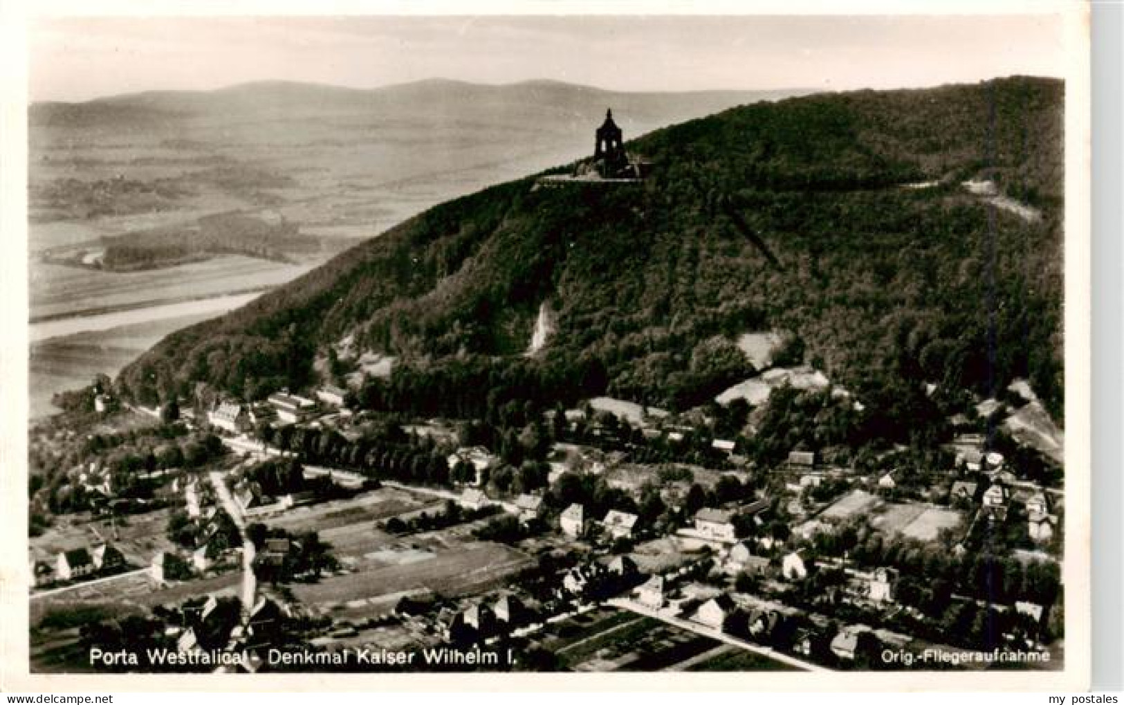 73904718 Porta Westfalica Panorama Mit Denkmal Kaiser Wilhelm I Original Flieger - Porta Westfalica