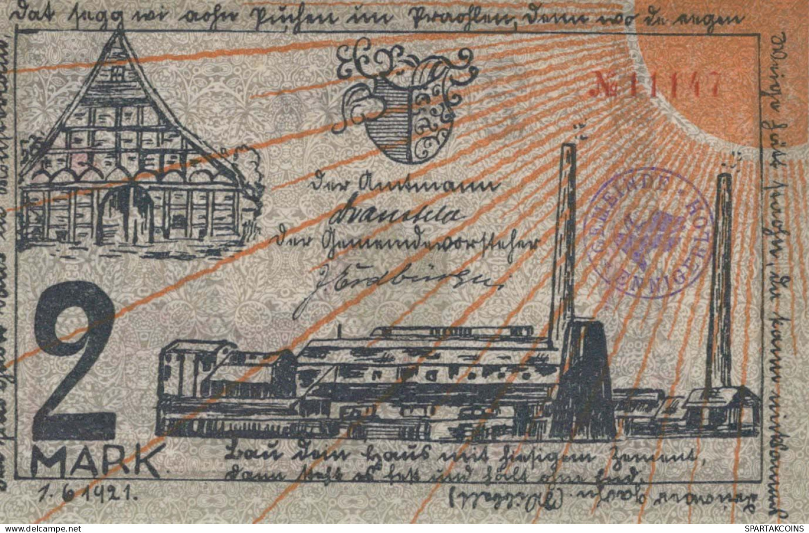 2 MARK 1921 Stadt ENNIGERLOH Westphalia UNC DEUTSCHLAND Notgeld Banknote #PB269 - Lokale Ausgaben
