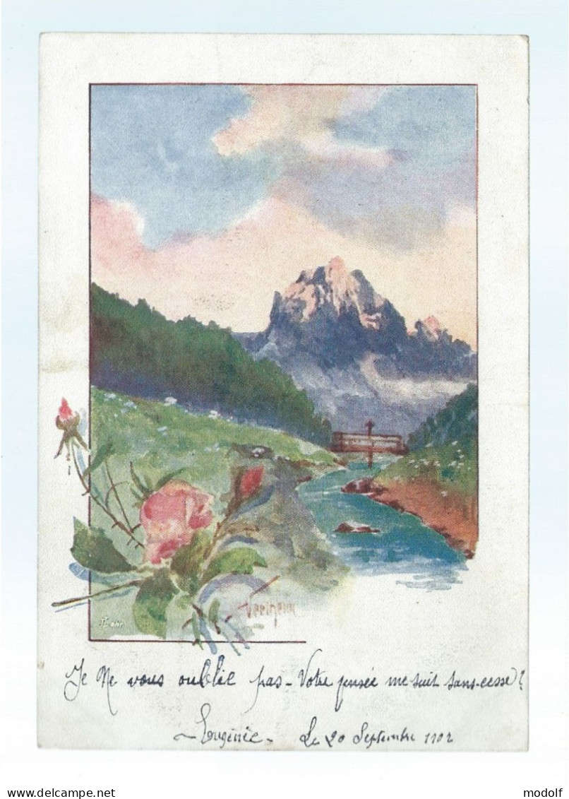 CPA - Illustrateurs - Signé (illisible) - Paysage De Montagnes - Circulée En 1902 (cachet De Pontcharra) - Sin Clasificación