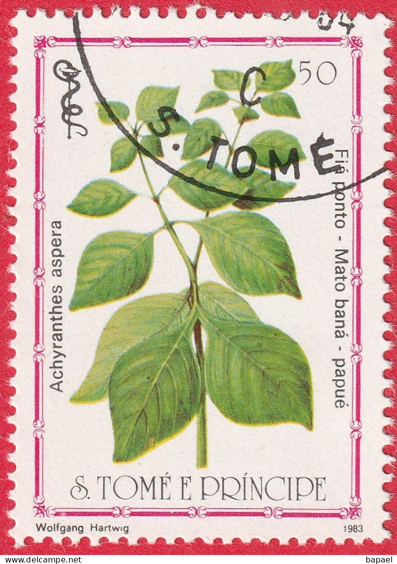 N° Yvert & Tellier 763 - Sao Tomé-et-Principe (1983) (Oblitéré) - Plantes Médicinales ''Achyrantes Aspera'' - São Tomé Und Príncipe