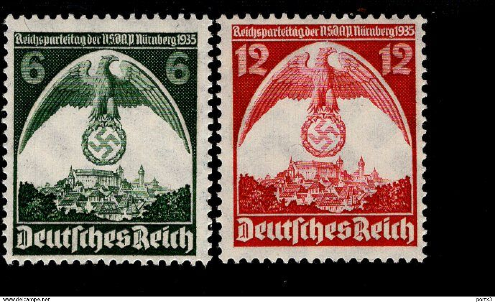 Deutsches Reich 586 - 587 Reichsparteitagl MLH * Falz - Unused Stamps