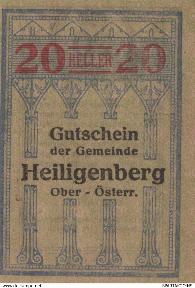 20 HELLER 1920 Stadt HEILIGENBERG Oberösterreich Österreich Notgeld Papiergeld Banknote #PG846 - [11] Local Banknote Issues