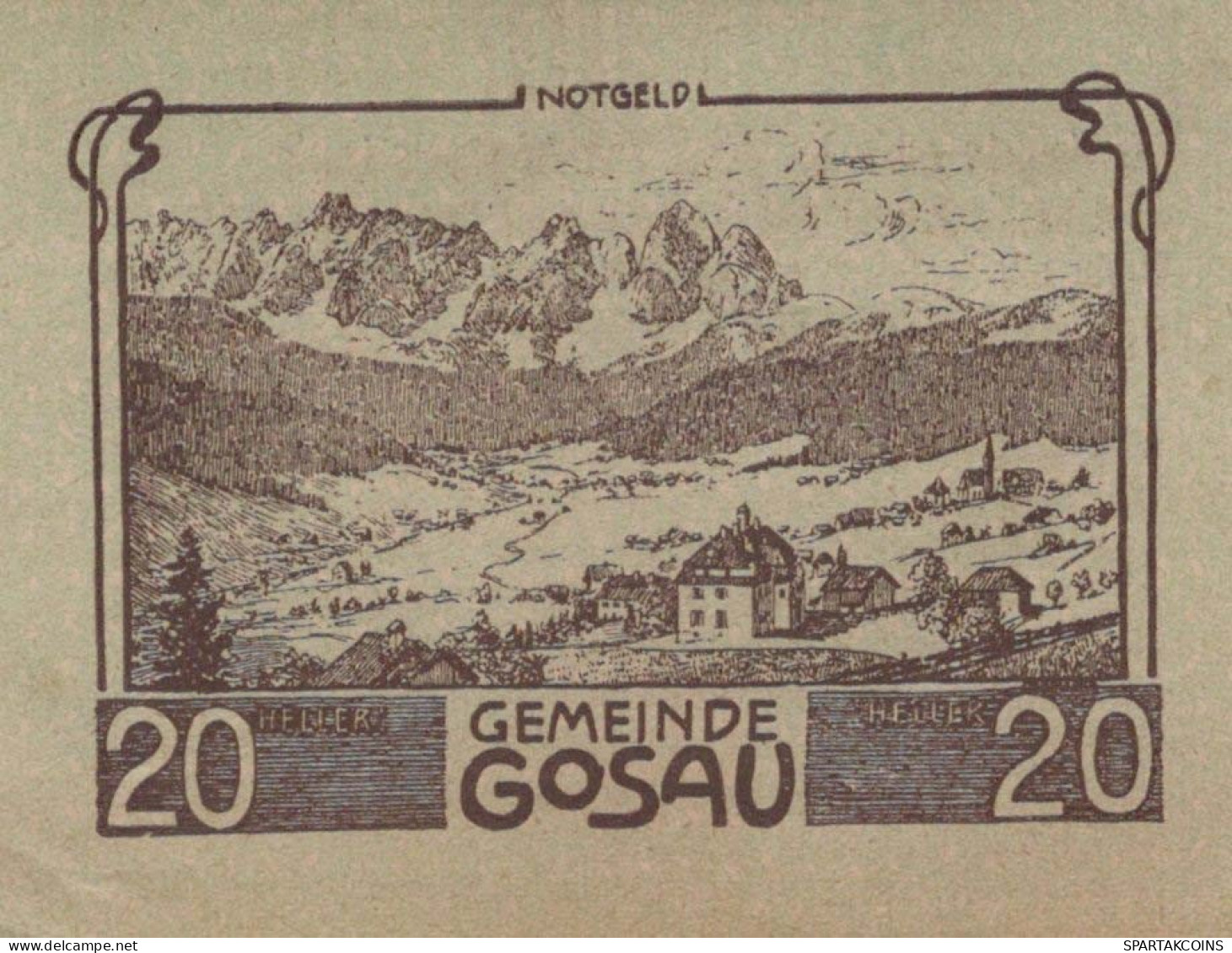 20 HELLER 1920 Stadt GOSAU Oberösterreich Österreich Notgeld Banknote #PF024 - Lokale Ausgaben