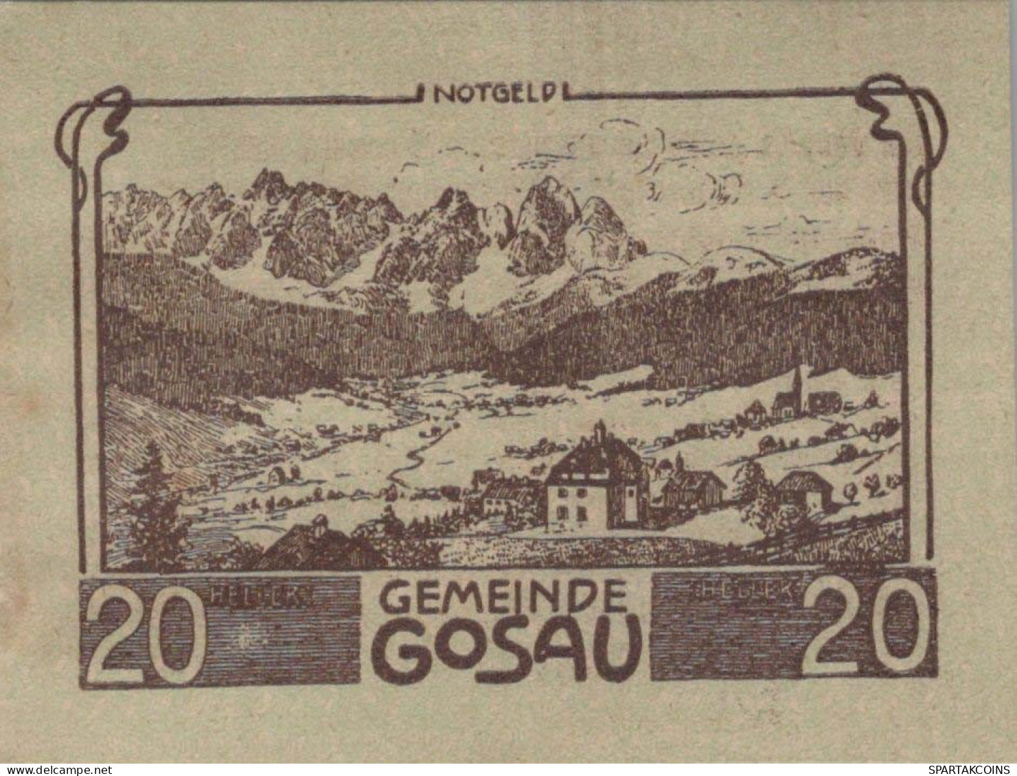 20 HELLER 1920 Stadt GOSAU Oberösterreich Österreich Notgeld Banknote #PE917 - Lokale Ausgaben