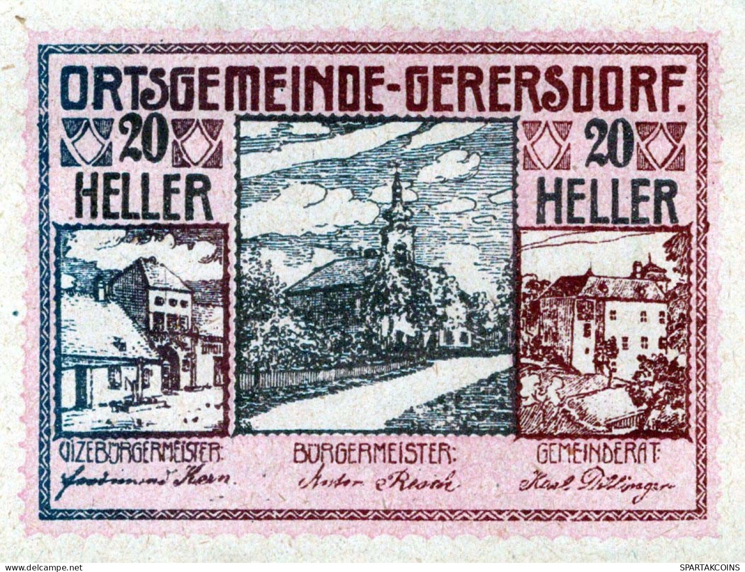 20 HELLER 1920 Stadt GERERSDORF Niedrigeren Österreich Notgeld #PF176 - Lokale Ausgaben