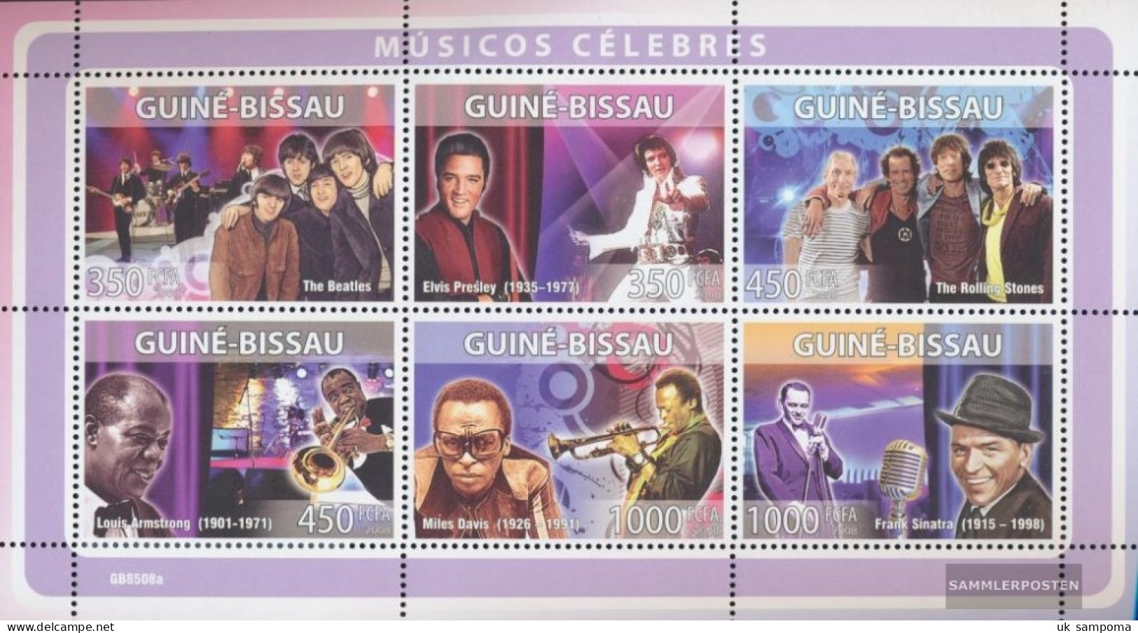 Guinea-Bissau 3972-3977 Sheetlet (complete. Issue) Unmounted Mint / Never Hinged 2008 Beatles, Presley, Armstrong, Sinat - Guinée-Bissau