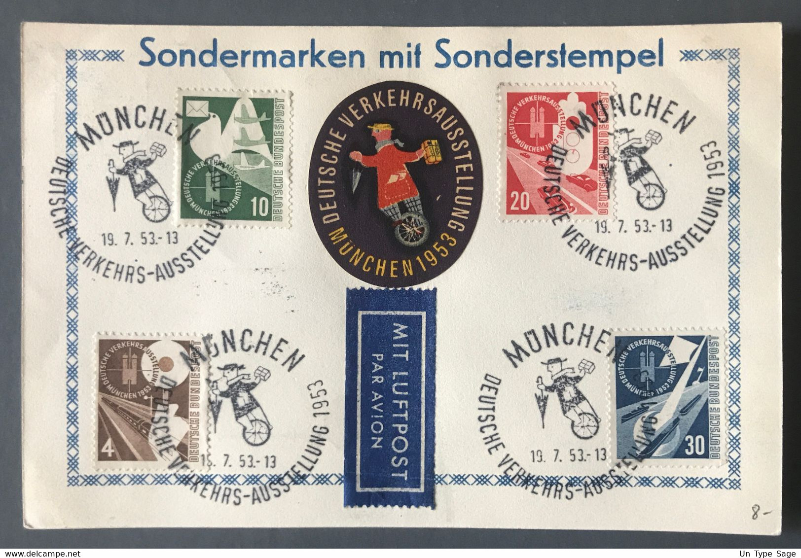 Allemagne, RFA - Carte " Sondermarken Mit Sonderstempel" 19.7.1953 - (B3930) - Covers & Documents