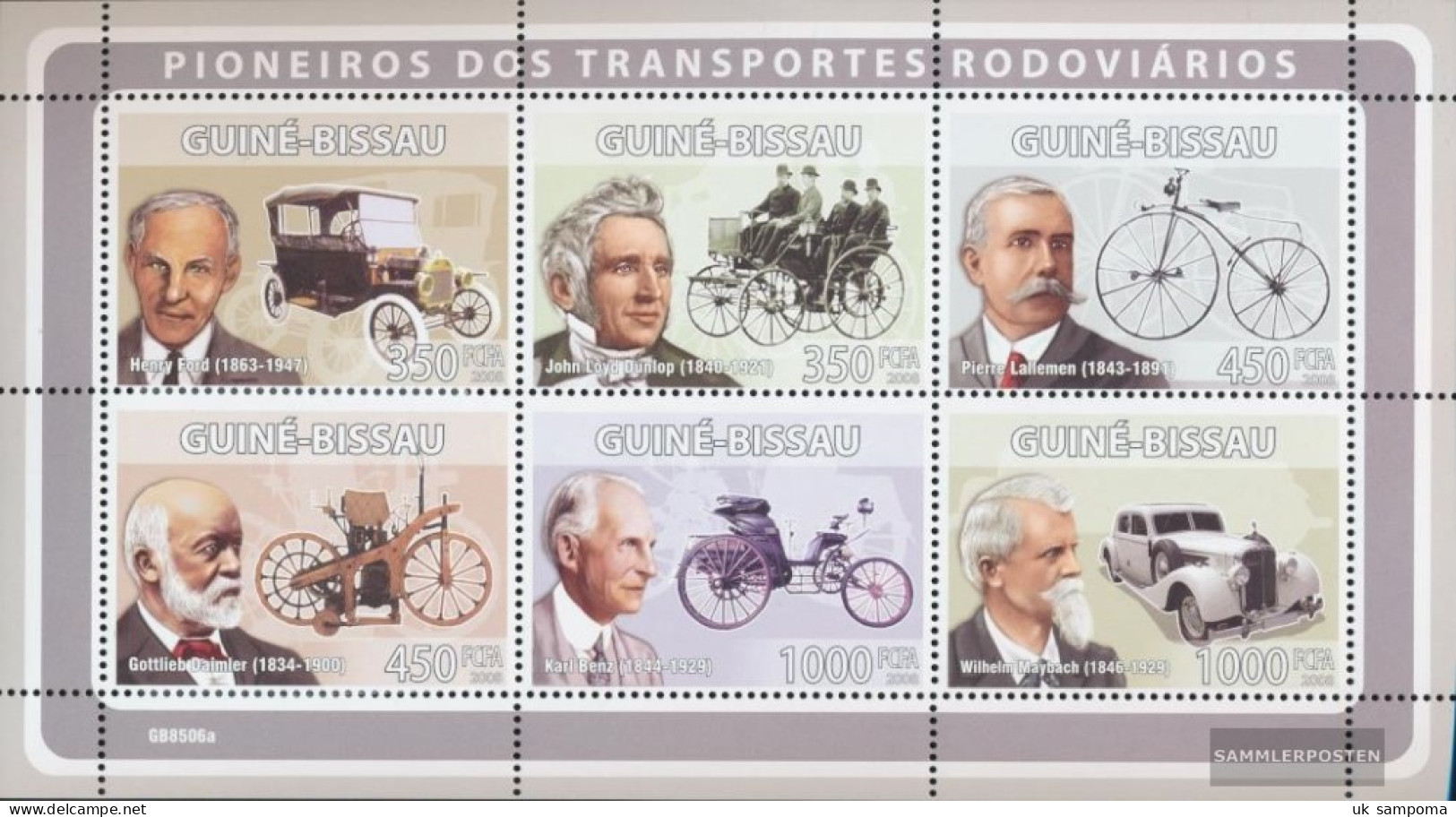 Guinea-Bissau 3958-3963 Sheetlet (complete. Issue) Unmounted Mint / Never Hinged 2008 Ford, Dunlop, Daimler, Benz, Mayba - Guinée-Bissau