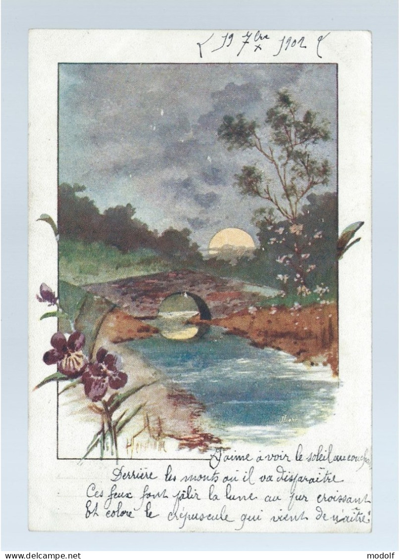 CPA - Illustrateurs - Signé (illisible) - Rivière Avec Vieux Pont - Circulée En 1902 - Sin Clasificación