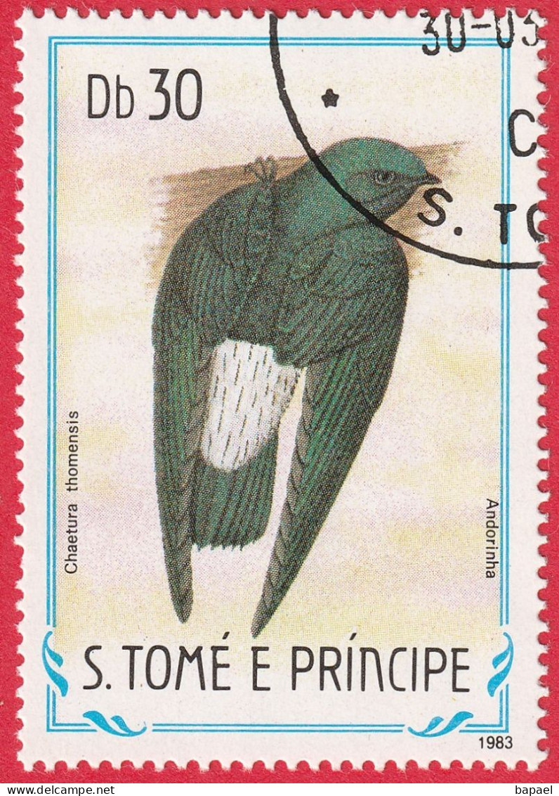 N° Yvert & Tellier 792 - Sao Tomé-et-Principe (1983) (Oblitéré) - Oiseaux - ''Chaetura Thomensis'' - Sao Tome En Principe