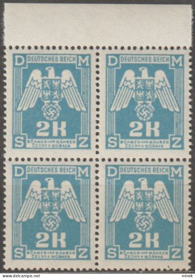 010a/ Pof. SL 21, Dark Yellowish Blue, Border 4-block - Unused Stamps