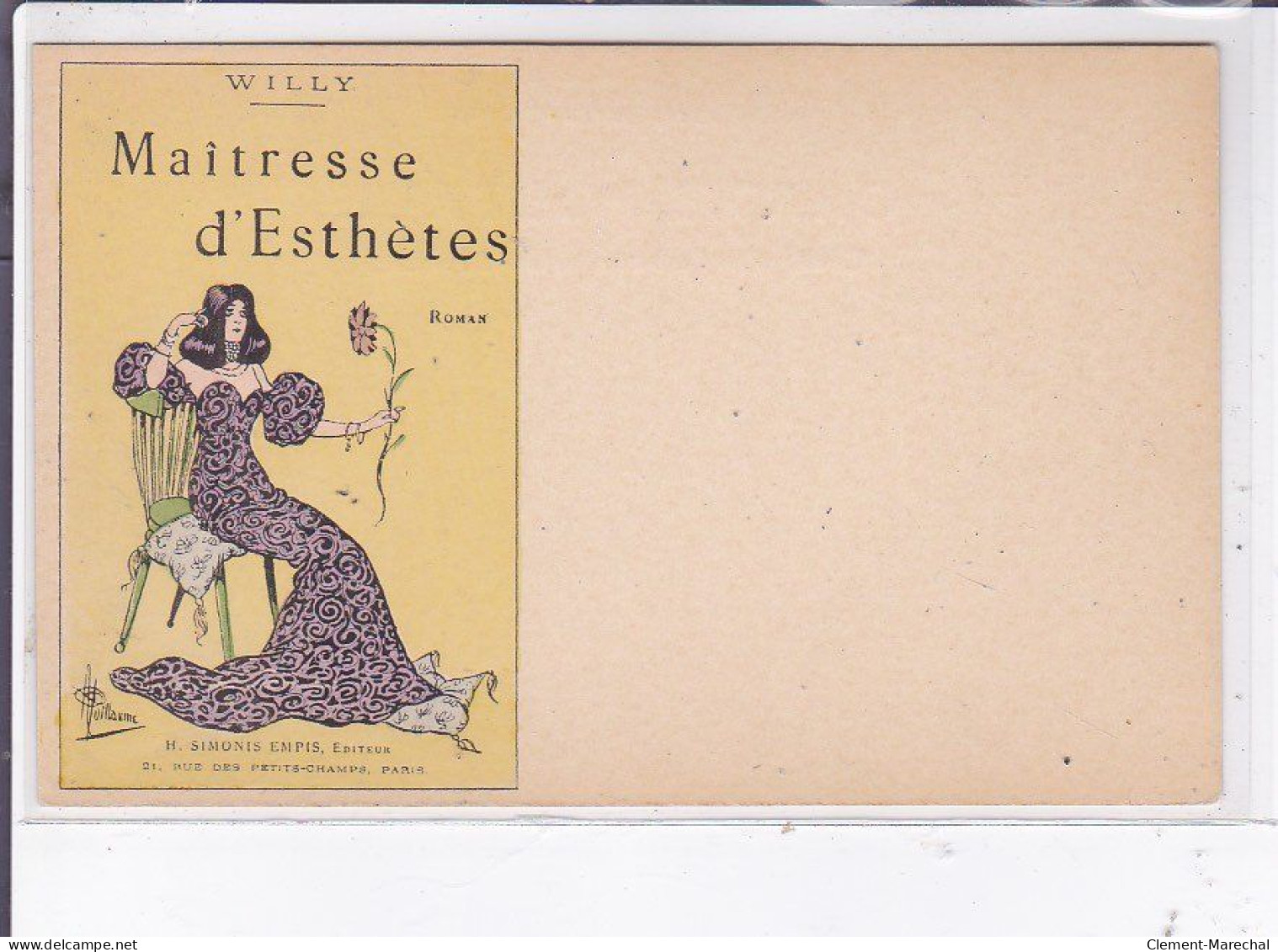 PUBLICITE : Roman "Maitresse D'Esthete" Par Willy - Illustrée Par GUILLAUME - Très Bon état - Advertising