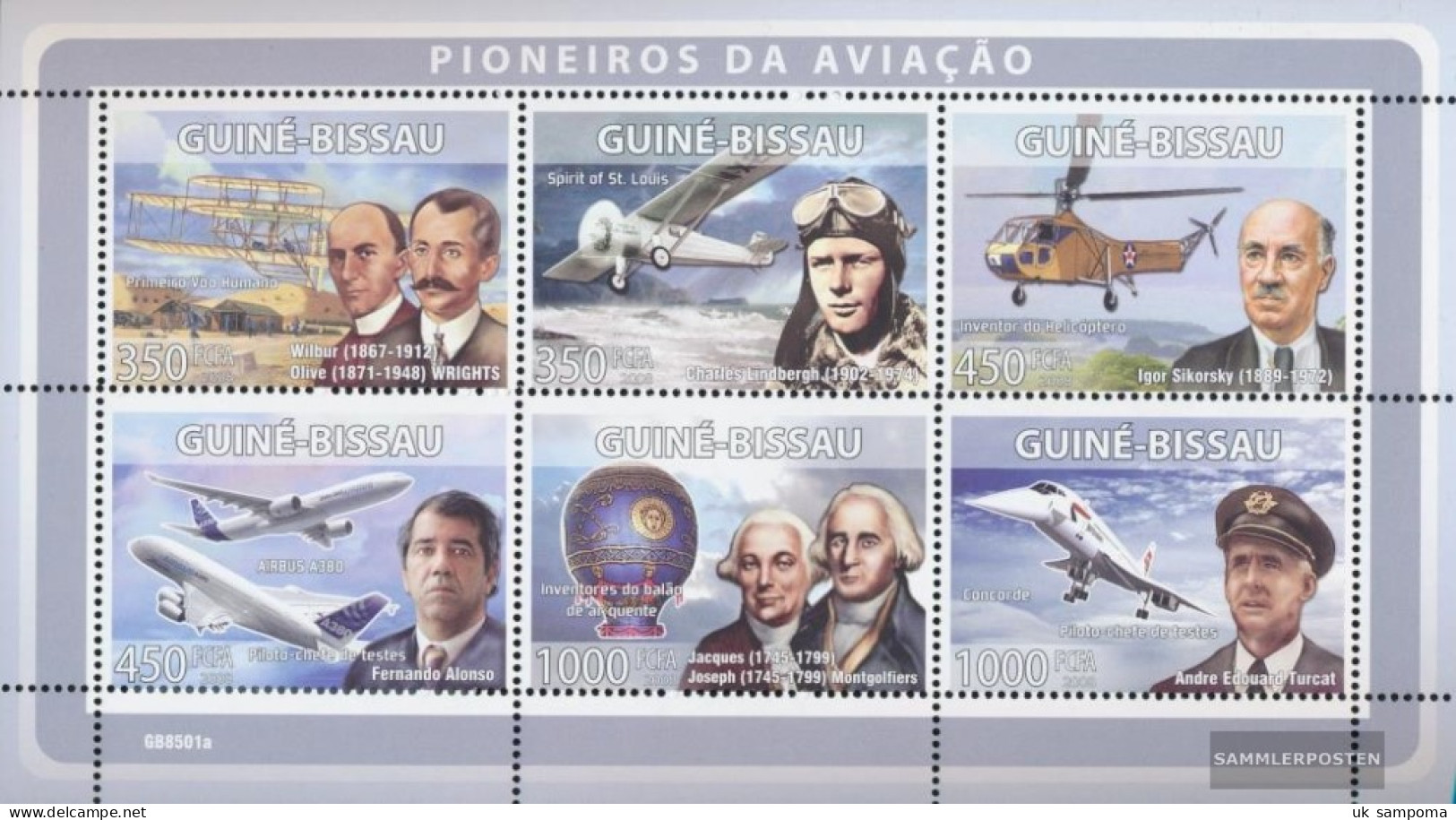Guinea-Bissau 3923-3928 Sheetlet (complete. Issue) Unmounted Mint / Never Hinged 2008 Pioneers The Aviation - Guinée-Bissau