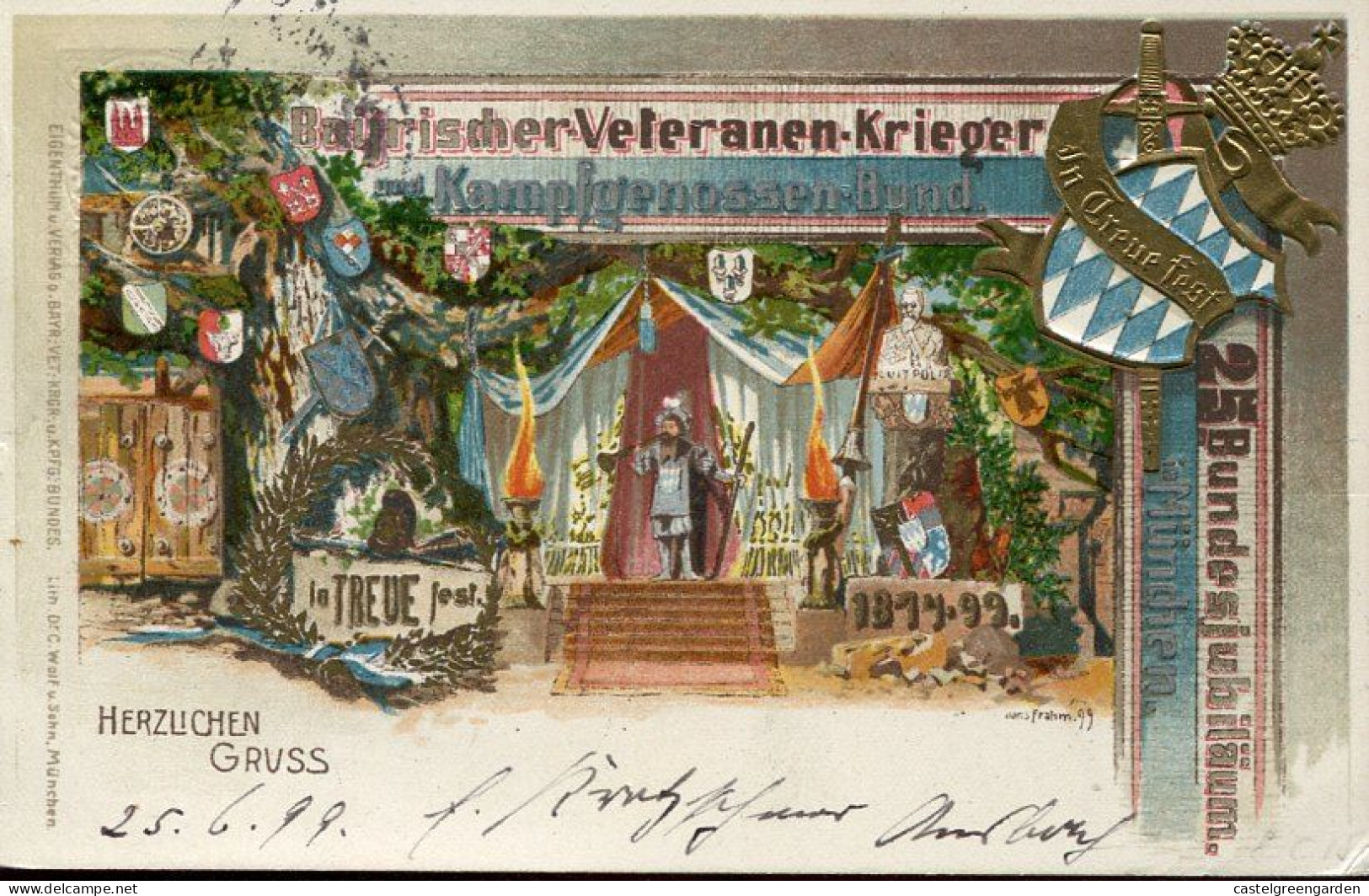 X0574 Bayern Baviere,stationery Card Circuled From Munchen To Coethen 25.6.1899 Bayerischer Veteraner Klieger, - Entiers Postaux