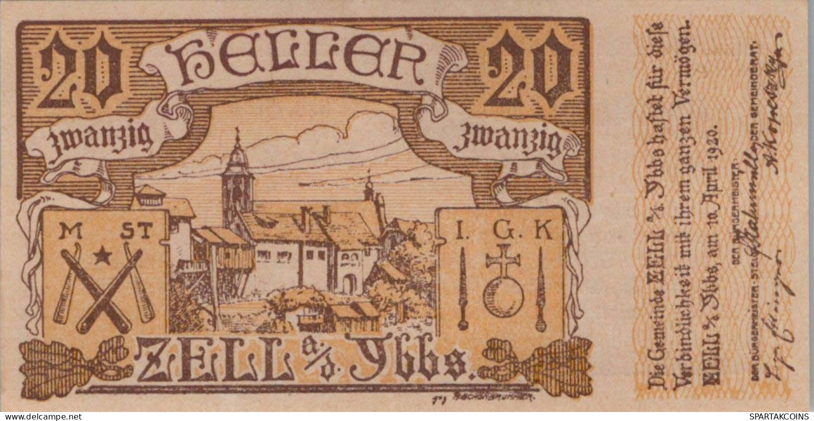 20 HELLER 1920 Stadt ZELL AN DER YBBS Niedrigeren Österreich Notgeld #PE105 - Lokale Ausgaben