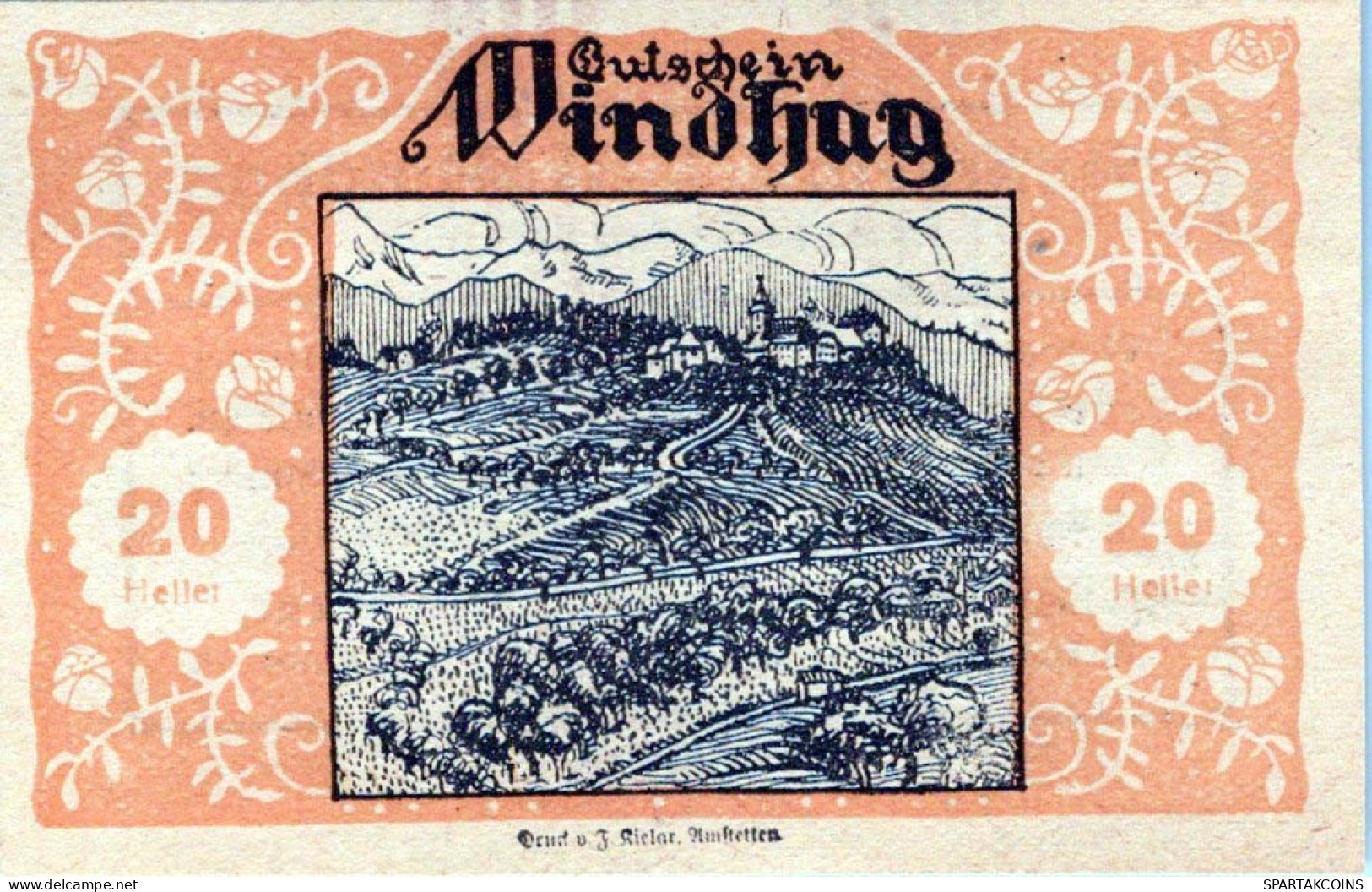 20 HELLER 1920 Stadt WINDHAG Niedrigeren Österreich Notgeld Papiergeld Banknote #PG749 - Lokale Ausgaben