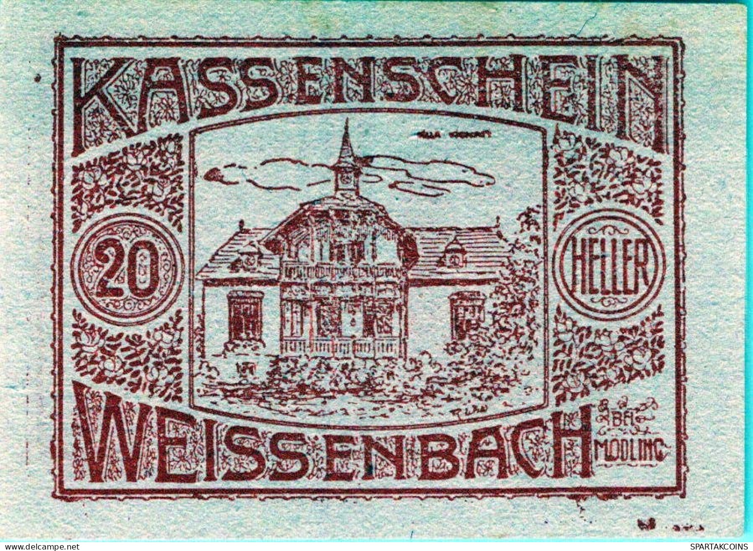 20 HELLER 1920 Stadt WEISSENBACH BEI MoDLING Niedrigeren Österreich #PE024 - Lokale Ausgaben