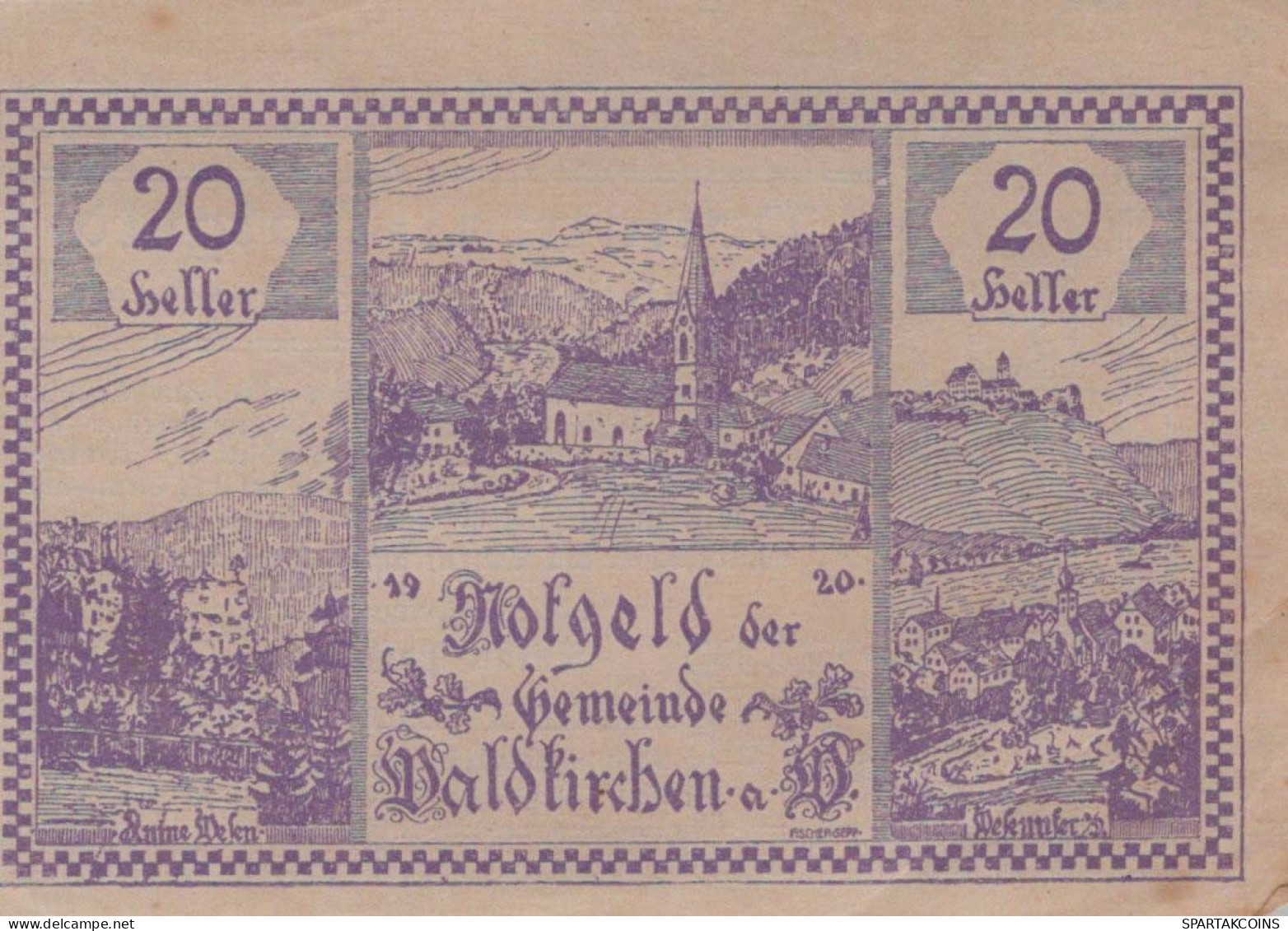 20 HELLER 1920 Stadt WALDKIRCHEN AM WESEN Oberösterreich Österreich #PI285 - Lokale Ausgaben