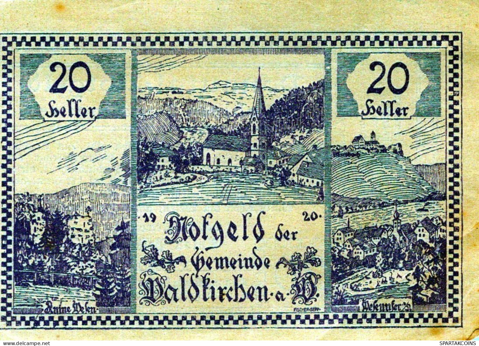 20 HELLER 1920 Stadt WALDKIRCHEN AM WESEN Oberösterreich Österreich #PI285 - Lokale Ausgaben