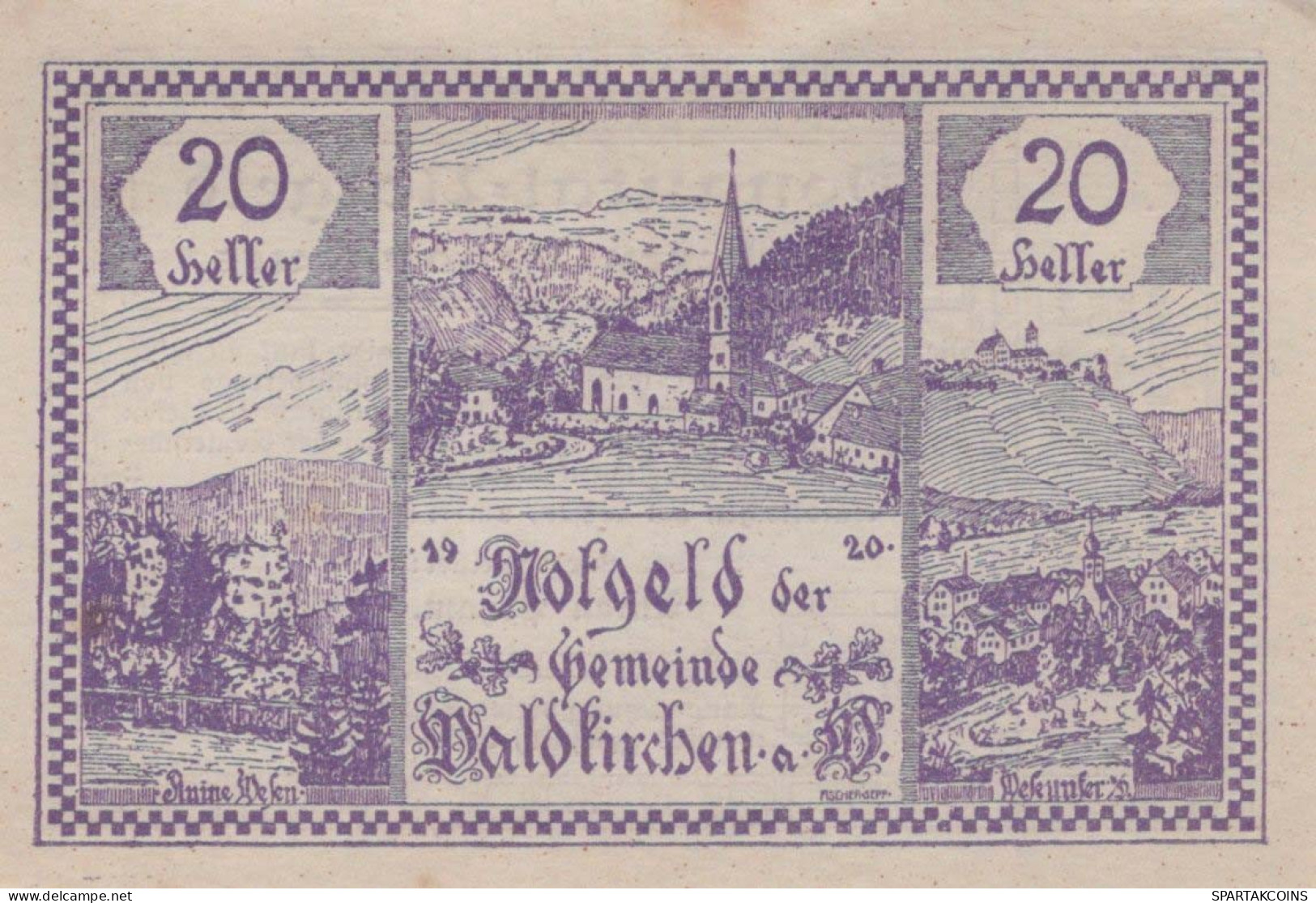20 HELLER 1920 Stadt WALDKIRCHEN AM WESEN Oberösterreich Österreich #PG022 - Lokale Ausgaben