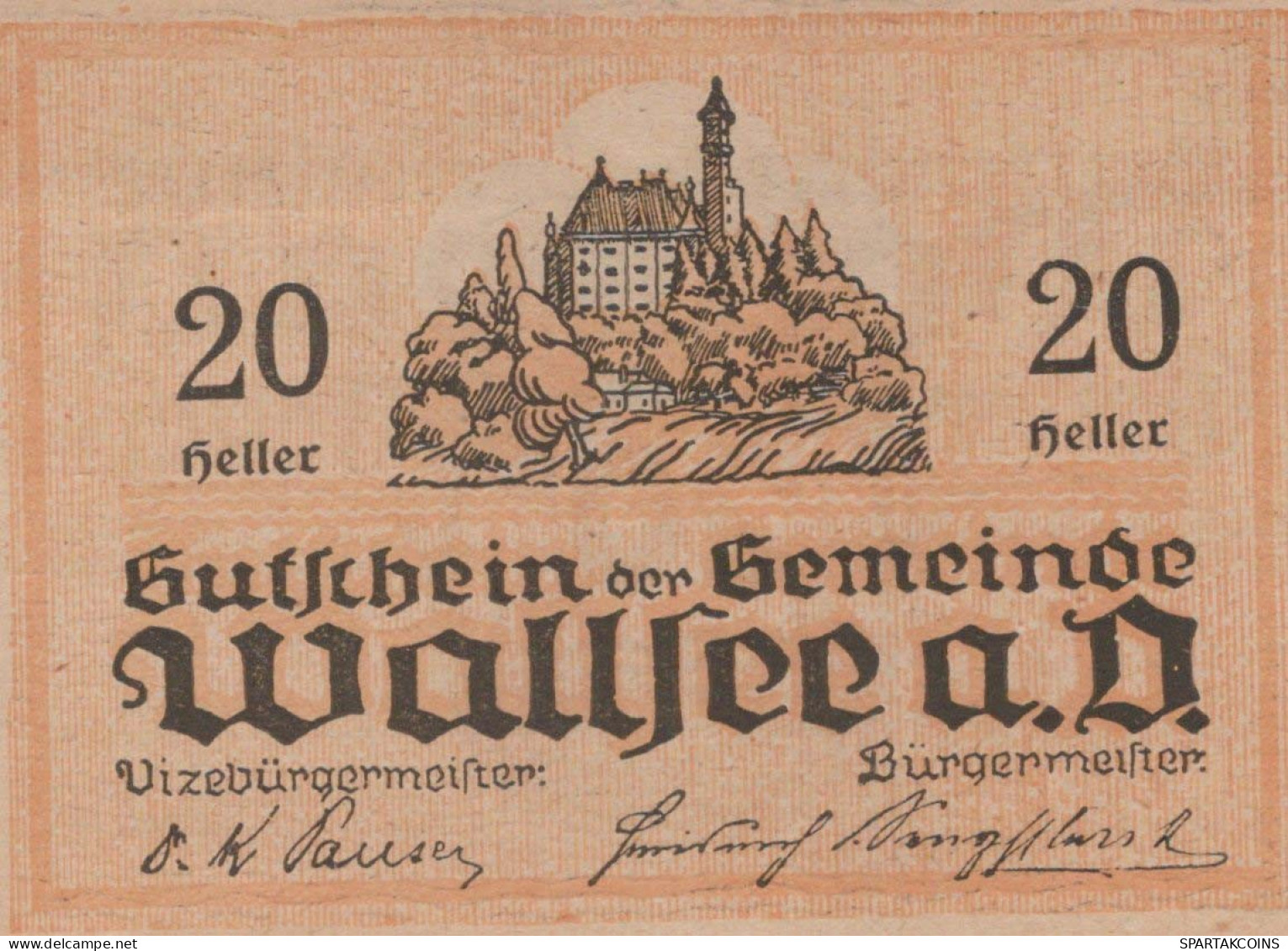 20 HELLER 1920 Stadt WALLSEE AN DONAU Niedrigeren Österreich Notgeld Papiergeld Banknote #PG734 - [11] Emissions Locales