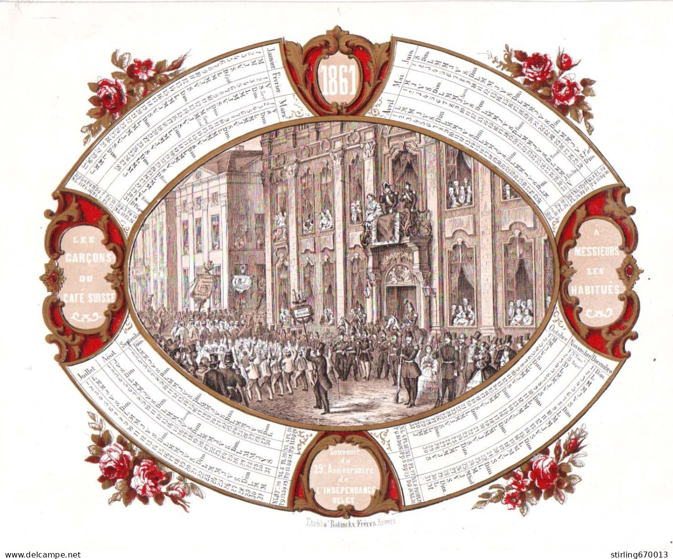 DE 1914 - Carte Porcelaine - Souvenir Du 29e Annniversaire De L'Independance Belge 1861 Imp Ratinckx, Anvers - Autres & Non Classés