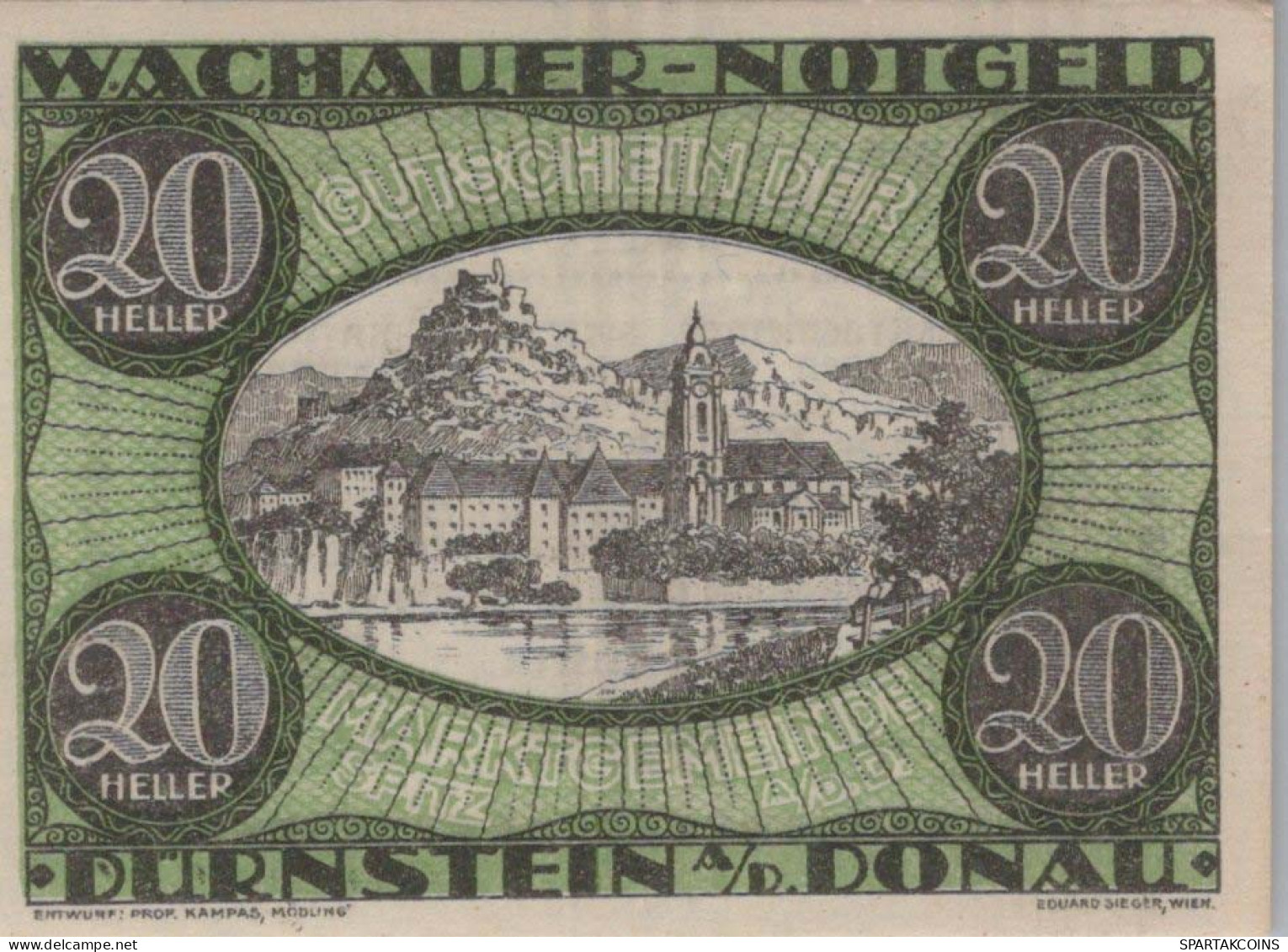 20 HELLER 1920 Stadt WACHAU Niedrigeren Österreich Notgeld Papiergeld Banknote #PG723 - Lokale Ausgaben