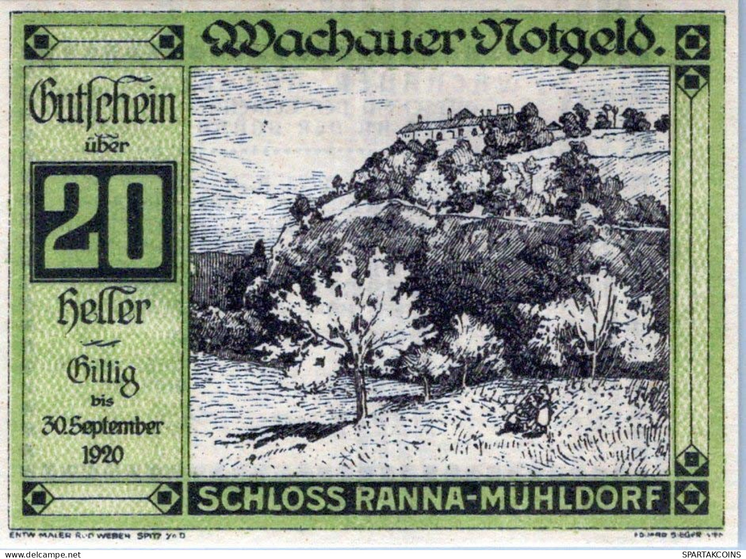 20 HELLER 1920 Stadt WACHAU Niedrigeren Österreich Notgeld Papiergeld Banknote #PG717 - Lokale Ausgaben